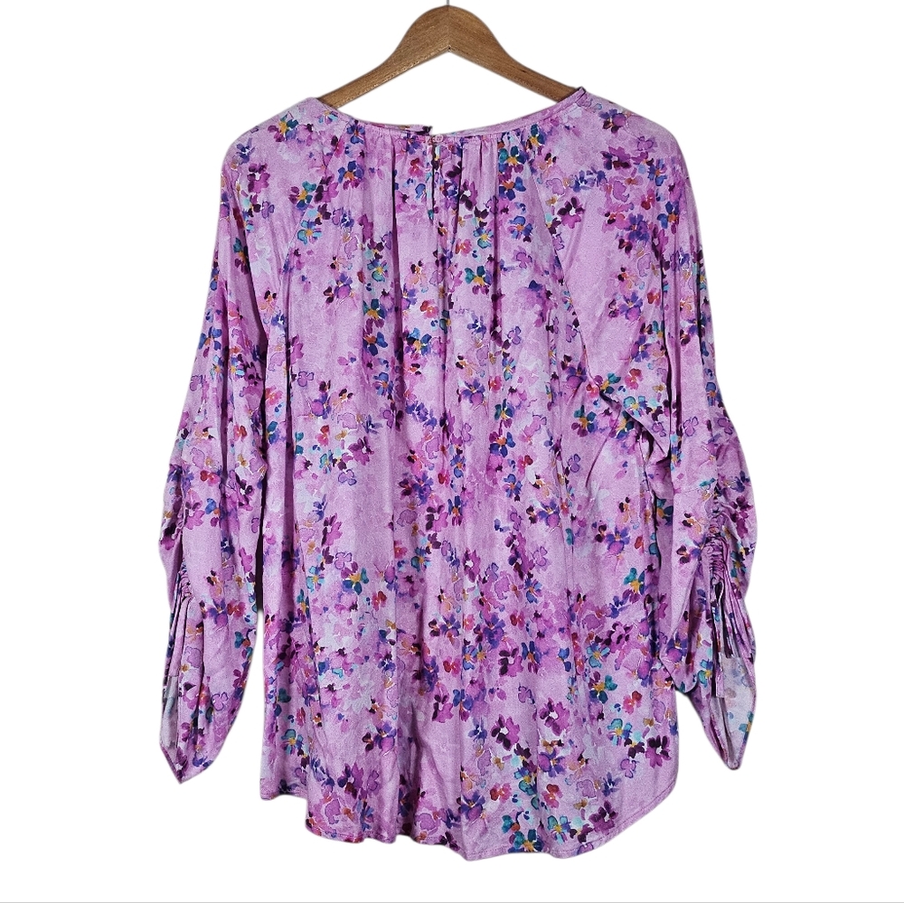 Soft Surroundings Brialla Lilac Purple Floral Watercolor Print Top Romantic XL - Picture 2 of 9